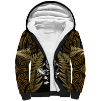 New Zealand Aotearoa Rugby Sherpa Hoodie NZ Tiki With Maori Fern World Cup Gold Version LT14 Unisex Gold - Polynesian Pride