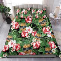Pineapple Skull Aloha Hawaii Bedding Set Summer Vibes Tropical Seamless Pattern - Polynesian Pride