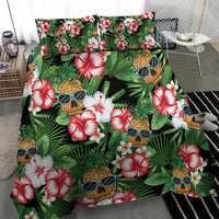 Pineapple Skull Aloha Hawaii Bedding Set Summer Vibes Tropical Seamless Pattern - Polynesian Pride