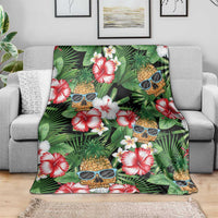 Pineapple Skull Aloha Hawaii Blanket Summer Vibes Tropical Seamless Pattern - Polynesian Pride