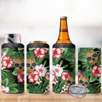 Pineapple Skull Aloha Hawaii 4 in 1 Can Cooler Tumbler Summer Vibes Tropical Seamless Pattern - Polynesian Pride