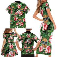 Pineapple Skull Aloha Hawaii Family Matching Short Sleeve Bodycon Dress and Hawaiian Shirt Summer Vibes Tropical Seamless Pattern - Polynesian Pride
