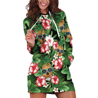 Pineapple Skull Aloha Hawaii Hoodie Dress Summer Vibes Tropical Seamless Pattern - Polynesian Pride