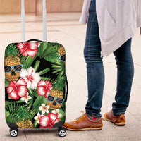 Pineapple Skull Aloha Hawaii Luggage Cover Summer Vibes Tropical Seamless Pattern LT14 Black - Polynesian Pride