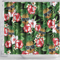 Pineapple Skull Aloha Hawaii Shower Curtain Summer Vibes Tropical Seamless Pattern - Polynesian Pride