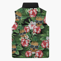 Pineapple Skull Aloha Hawaii Sleeveless Puffer Jacket Summer Vibes Tropical Seamless Pattern - Polynesian Pride