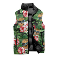 Pineapple Skull Aloha Hawaii Sleeveless Puffer Jacket Summer Vibes Tropical Seamless Pattern - Polynesian Pride