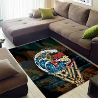 Aloha Hawaii Surfing Skull Area Rug Shaka Skeleton Ride The Waves - Polynesian Pride