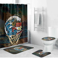 Aloha Hawaii Surfing Skull Bathroom Set Shaka Skeleton Ride The Waves - Polynesian Pride