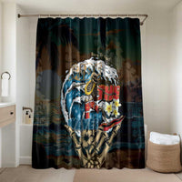 Aloha Hawaii Surfing Skull Bathroom Set Shaka Skeleton Ride The Waves - Polynesian Pride