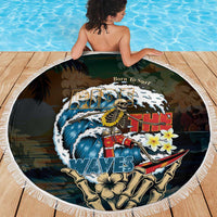 Aloha Hawaii Surfing Skull Beach Blanket Shaka Skeleton Ride The Waves - Polynesian Pride
