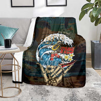 Aloha Hawaii Surfing Skull Blanket Shaka Skeleton Ride The Waves - Polynesian Pride