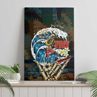 Aloha Hawaii Surfing Skull Canvas Wall Art Shaka Skeleton Ride The Waves - Polynesian Pride