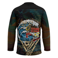 Aloha Hawaii Surfing Skull Hockey Jersey Shaka Skeleton Ride The Waves - Polynesian Pride