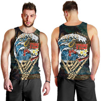 Aloha Hawaii Surfing Skull Men Tank Top Shaka Skeleton Ride The Waves - Polynesian Pride