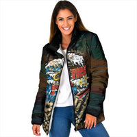 Aloha Hawaii Surfing Skull Padded Jacket Shaka Skeleton Ride The Waves - Polynesian Pride