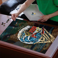 Aloha Hawaii Surfing Skull Puzzle Shaka Skeleton Ride The Waves - Polynesian Pride