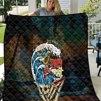 Aloha Hawaii Surfing Skull Quilt Shaka Skeleton Ride The Waves - Polynesian Pride