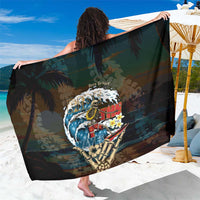Aloha Hawaii Surfing Skull Sarong Shaka Skeleton Ride The Waves - Polynesian Pride