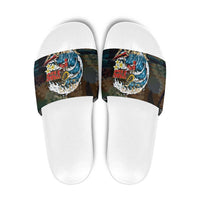 Aloha Hawaii Surfing Skull Slide Sandals Shaka Skeleton Ride The Waves - Polynesian Pride