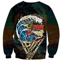 Aloha Hawaii Surfing Skull Sweatshirt Shaka Skeleton Ride The Waves - Polynesian Pride