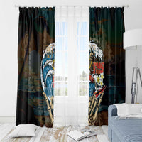 Aloha Hawaii Surfing Skull Window Curtain Shaka Skeleton Ride The Waves - Polynesian Pride