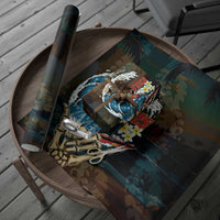 Aloha Hawaii Surfing Skull Wrapping Paper Shaka Skeleton Ride The Waves - Polynesian Pride