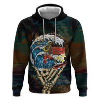 Aloha Hawaii Surfing Skull Zip Hoodie Shaka Skeleton Ride The Waves LT14 Pullover Hoodie Black - Polynesian Pride