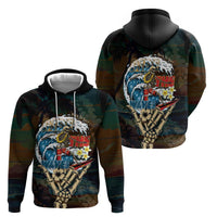Aloha Hawaii Surfing Skull Zip Hoodie Shaka Skeleton Ride The Waves LT14 - Polynesian Pride