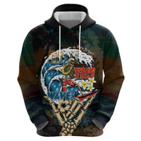 Aloha Hawaii Surfing Skull Zip Hoodie Shaka Skeleton Ride The Waves LT14 - Polynesian Pride