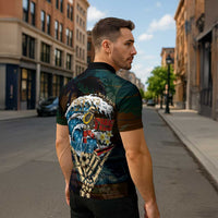 Aloha Hawaii Surfing Skull Zipper Polo Shirt Shaka Skeleton Ride The Waves - Polynesian Pride