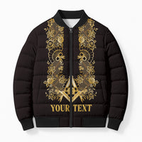 Personalised Filipino Freemasonry Bomber Puffer Jacket Masonic Barong Tagalog Inspired Ivory White