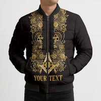 Personalised Filipino Freemasonry Bomber Puffer Jacket Masonic Barong Tagalog Inspired Ivory White