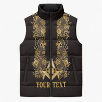 Personalised Filipino Freemasonry Sleeveless Puffer Jacket Masonic Barong Tagalog Inspired Ivory White