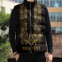 Personalised Filipino Freemasonry Sleeveless Puffer Jacket Masonic Barong Tagalog Inspired Ivory White