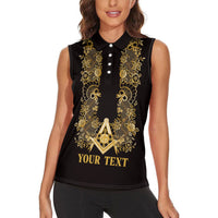 Personalised Filipino Freemasonry Women Sleeveless Polo Shirt Masonic Barong Tagalog Inspired Ivory White