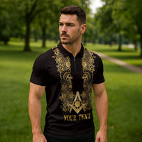 Personalised Filipino Freemasonry Zipper Polo Shirt Masonic Barong Tagalog Inspired Ivory White