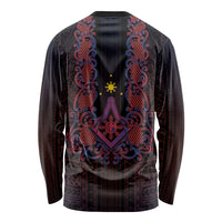 Personalised Philippines Barong Tagalog Freemasonry Long Sleeve Shirt Filipino Masonic Polynesian Pattern