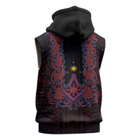 Personalised Philippines Barong Tagalog Freemasonry Sleeveless Hoodie Filipino Masonic Polynesian Pattern