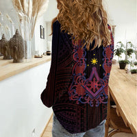 Personalised Philippines Barong Tagalog Freemasonry Women Casual Shirt Filipino Masonic Polynesian Pattern