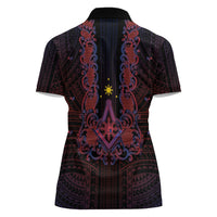 Personalised Philippines Barong Tagalog Freemasonry Women Polo Shirt Filipino Masonic Polynesian Pattern