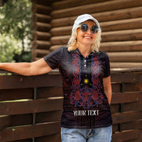 Personalised Philippines Barong Tagalog Freemasonry Women Polo Shirt Filipino Masonic Polynesian Pattern