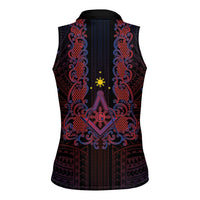 Personalised Philippines Barong Tagalog Freemasonry Women Sleeveless Polo Shirt Filipino Masonic Polynesian Pattern