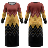Kaokao Maori Tukutuku Inspired New Zealand Couples Matching Long Sleeve Bodycon Dress and Hawaiian Shirt