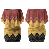 Kaokao Maori Tukutuku Inspired New Zealand Couples Matching Off Shoulder Short Dress and Hawaiian Shirt
