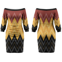 Kaokao Maori Tukutuku Inspired New Zealand Couples Matching Off The Shoulder Long Sleeve Dress and Long Sleeve Button Shirt