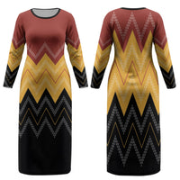 Kaokao Maori Tukutuku Inspired New Zealand Family Matching Long Sleeve Bodycon Dress and Hawaiian Shirt