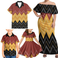 Kaokao Maori Tukutuku Inspired New Zealand Family Matching Off Shoulder Maxi Dress and Hawaiian Shirt