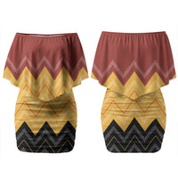 Kaokao Maori Tukutuku Inspired New Zealand Family Matching Off Shoulder Short Dress and Hawaiian Shirt