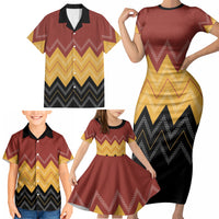 Kaokao Maori Tukutuku Inspired New Zealand Family Matching Short Sleeve Bodycon Dress and Hawaiian Shirt